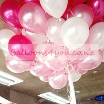 30 Pearl Fuchsia/Pink/White Balloons