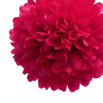 Tissue Paper Pom Poms Flower Ball (3 Sizes) — Red