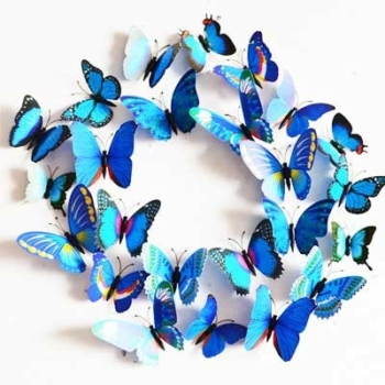 3d Butterfly Wall Art — 12pcs Blue Butterfly