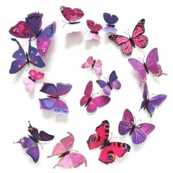 3d Butterfly Wall Art — 12pcs Purple Butterfly