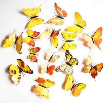 3d Butterfly Wall Art — 12pcs Yellow Butterfly