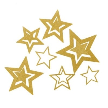Hollow Star Paper Garlands Backdrop 7pcs — Glitter Gold