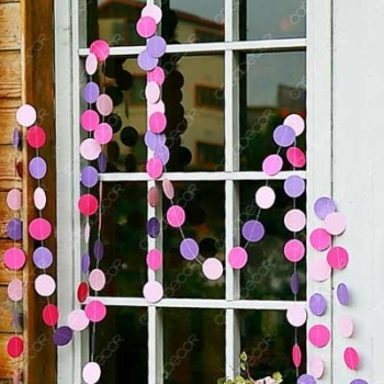 Paper Circles Garland 4m — Pink/purple