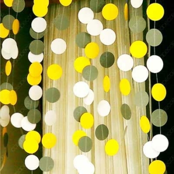Paper Circles Garland 4m — Yellow/grey/white