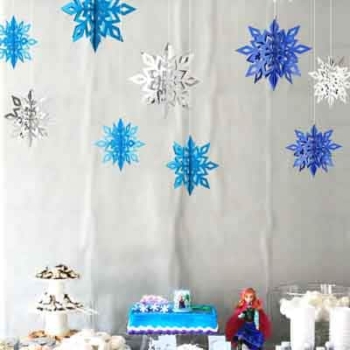Snowflake Paper Garlands Hanging Backdrop 6pcs/set — Blue
