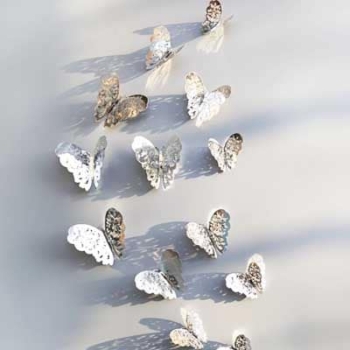 3d Butterfly Wall Art — 12pcs Silver Butterfly