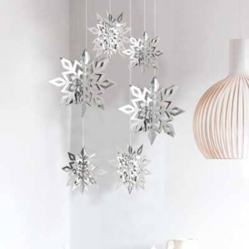 Snowflake Paper Garlands Hanging Backdrop — Silver 6pcs/set