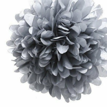 Tissue Paper Pom Poms Flower Ball ( 3 Sizes ) — Metallic Silver