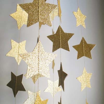 Glitter Stars Paper Garlands Backdrop 4m — Champagne - Balloons4you ...