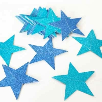 Glitter Stars Paper Garlands Backdrop 4m — Dark/light Blue