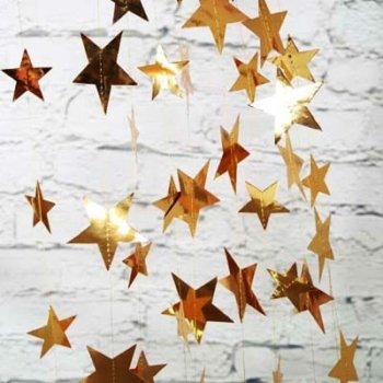 Stars Paper Garlands Backdrop 4m — Gold