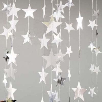 Stars Paper Garlands Backdrop 4m — Silver