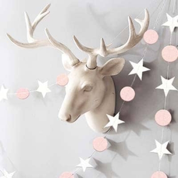 Star/circles Garland Backdrop 4m — White/pink