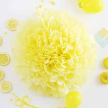 Tissue Paper Pom Poms Flower Ball (3 Sizes) — Light Yellow