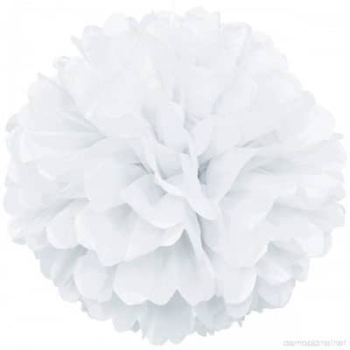 Tissue Paper Pom Poms Flower Ball (3 Sizes) — White