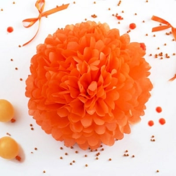 Tissue Paper Pom Poms Flower Ball (3 Sizes) — Dark Orange