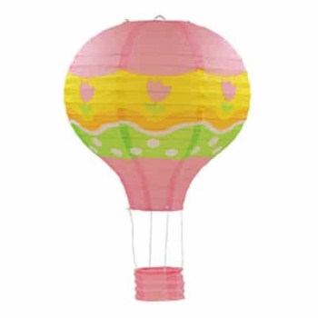 Hot Air Balloon Paper Lantern — Pink Flowers