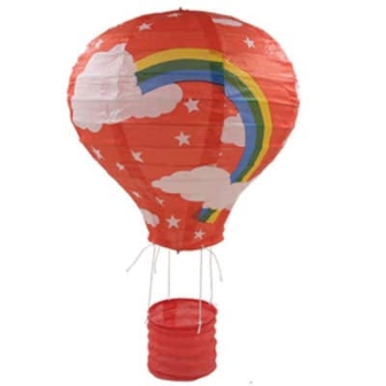 Hot Air Balloon Paper Lantern — Red Rainbow