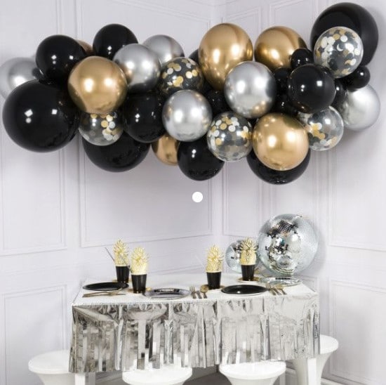 Diy Balloon Garlands Black Chrome Silver Chrome Gold Party