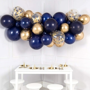 DIY Balloon Garlands — Midnight Blue/Chrome Gold