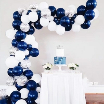 DIY Balloon Garlands — Pearl  Midnight Blue/White