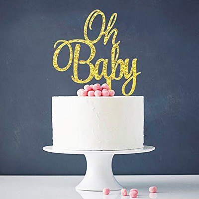 Gold Oh Baby Banner Garland Star Banner Oh Baby Heart Cake Cupcake Toppers Gold Dot Contetti Balloons for Baby Shower Birthday Gender Reveal Party Decorations 