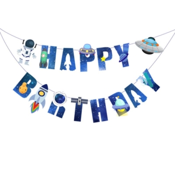 Outer Space Happy Birthday Banner