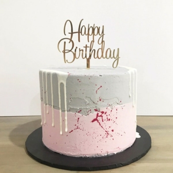 Birthday Cake Topper  — Happy Birthday #4 (gold/silver )