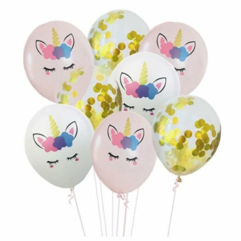 Unicorn Printed Balloons — Package a (gold Confetti)