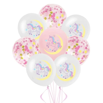 Unicorn Printed Balloons — Package B (mixed/pink Confetti)