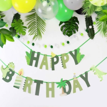 Dinosaur Happy Birthday Banner – Forest Style