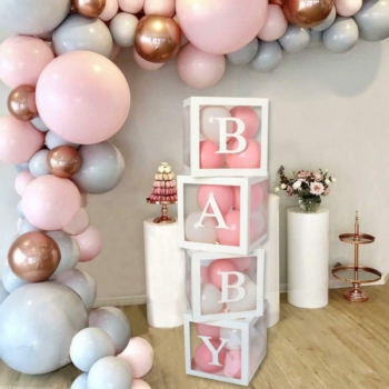 Baby Shower Party – Cube Letter Boxes (baby/white)