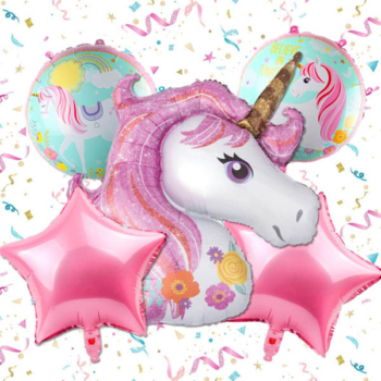 Pink Unicorn Party Balloon Package — 5pcs/set