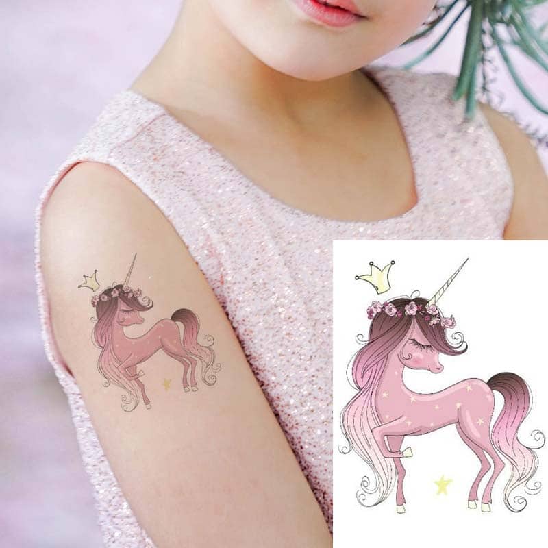 Source Cartoon Unicorn Tattoo Stickers for Kids Funny Water Transfer  Temporary Fake Tattoos For Children on malibabacom