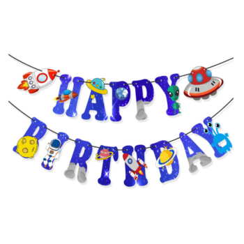 Space Birthday Paper Banners