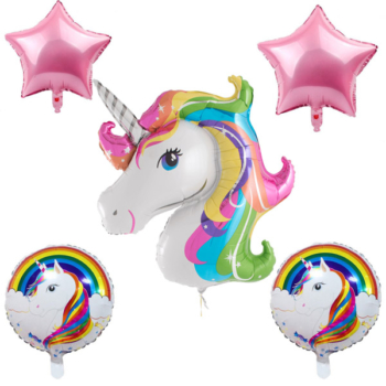 Rainbow Unicorn Party Balloon Package — 5pcs/set