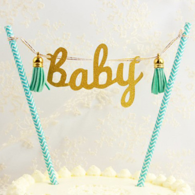 Unique Party 73390 Blue Hearts Baby Shower Bunting Cake Topper 