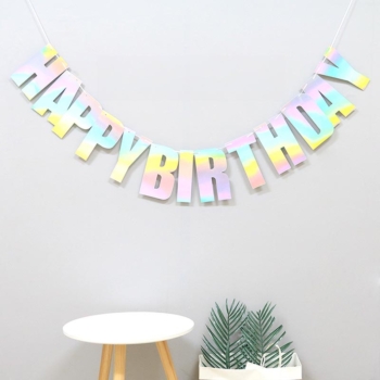 Iridescent Pastel Happy Birthday Banner