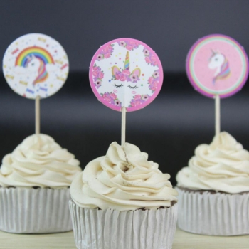 Cupcake Toppers 24pcs/set — Unicorn Cupcake (Round)