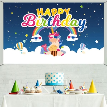 Unicorn Party Scene Setter and Wall Backdrop Banner — Pwb10