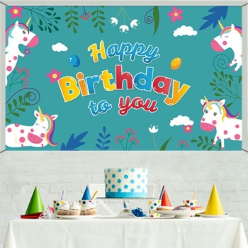 Unicorn Party Wall Backdrop Banner — Pwb11