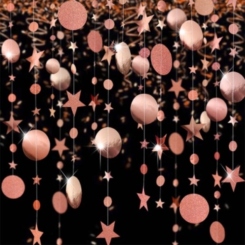 Garlands Backdrop 4m — Circle/stars (rose Gold)