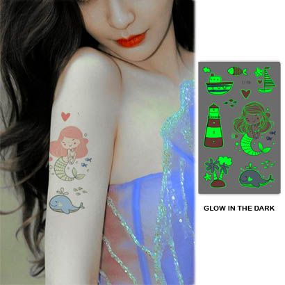 Uv Glow IN the Dark Tattoos — Bei-196 - Balloons4you - New Zealand Party Decoration