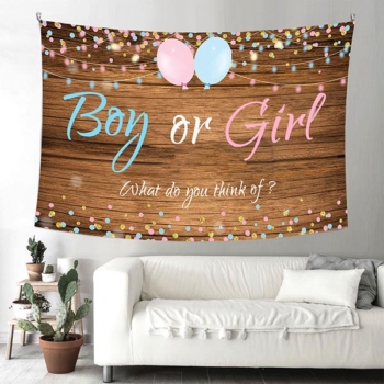 Boy or Girl Gender Reveal Party Wall Backdrop Banner — Pwb42