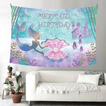 Mermaid Party Wall Backdrop Banner — Pwb30
