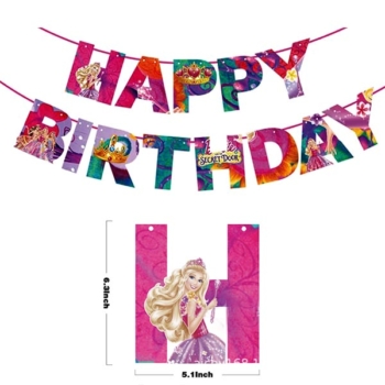 Barbie Theme Happy Birthday Banner 13pcs