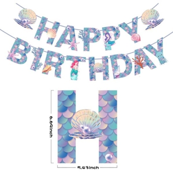 Mermaid Party Theme Happy Birthday Banner