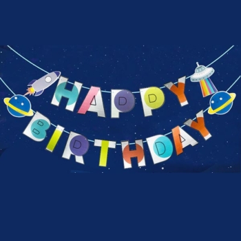Outer Space Party Happy Birthday Banner