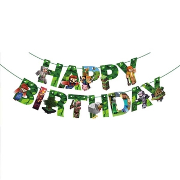 Minecraft Party Happy Birthday Banner