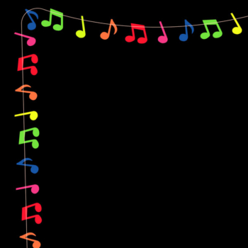 Neon Party Theme — Neon Color Music Notes Backdrop